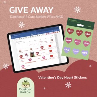 Give Away 9 Heart Valentine Day Sticker Files PNG